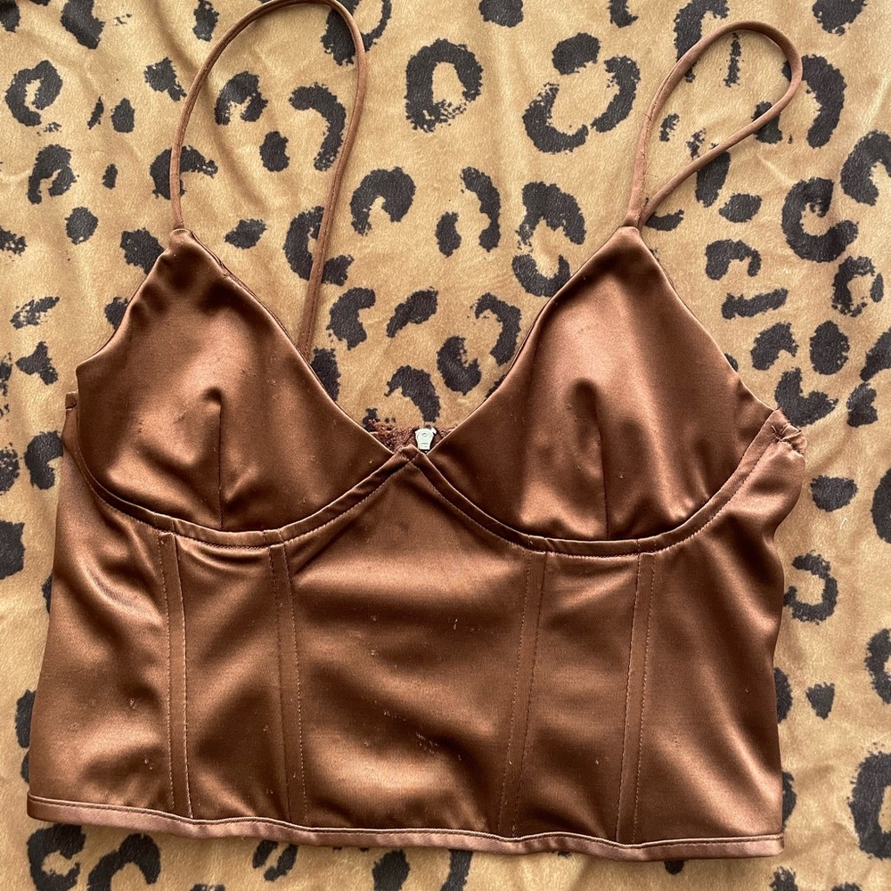 Brown bustier crop top